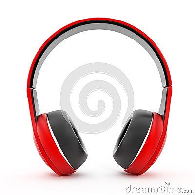 Red headphones Stock Photo