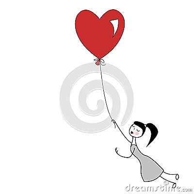 Red heart balloon. Vector Illustration