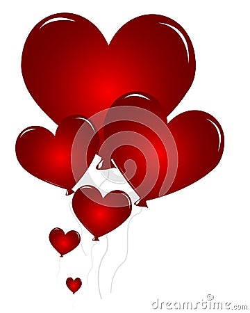 Red Heart balloons Stock Photo