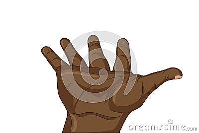 Red heart in the black hand. Gesture open palm. Vector Cartoon Illustration