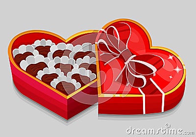 Red heart candy box Vector Illustration