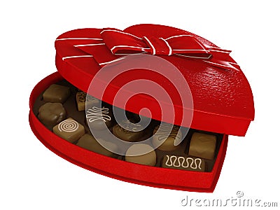 Red heart candy chocolates box Stock Photo