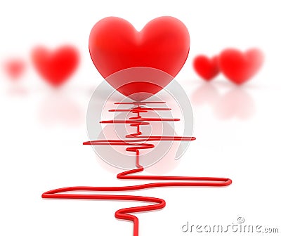 Red heart and cardiogram Stock Photo