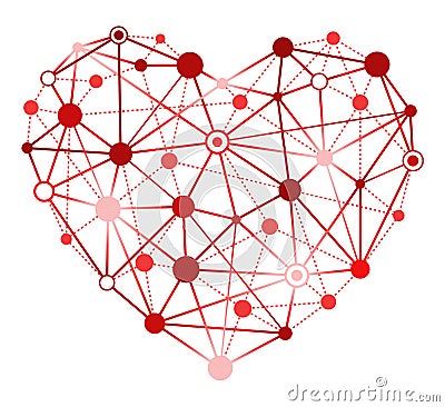 Red heart with connecting points Stock Photo