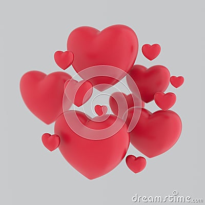 Red heart flying on white background Stock Photo