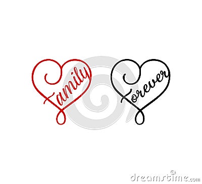 Red heart.Forever.Family. Stock Photo