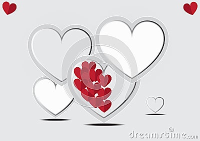 Red heart with frame Vector Illustration