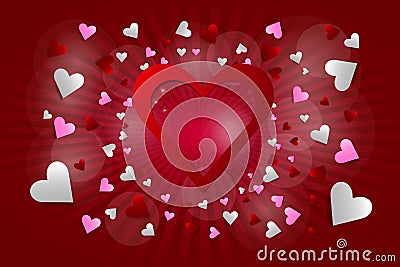 The red heart frame with hearts around Vector Illustration