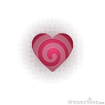 Red Heart with Halftone background, Vector illustration isolated on white background Cartoon Illustration