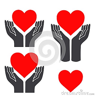 Red heart in hands Vector Illustration