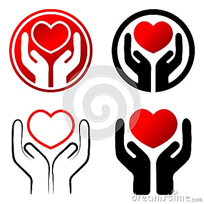 Red heart in hands Vector Illustration