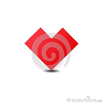 Red Heart Icon Illustration. Flat simple red symbol on white background with shadow Vector Illustration