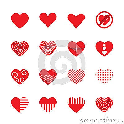 Red heart icon set Stock Photo