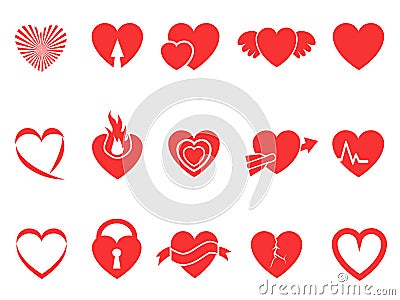 Red heart icons Vector Illustration