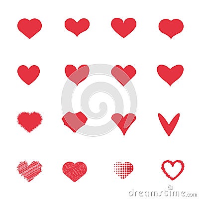 Red heart icons set. Love and Romantic concept. Couples and Lovers concept. Valentines day theme Vector Illustration