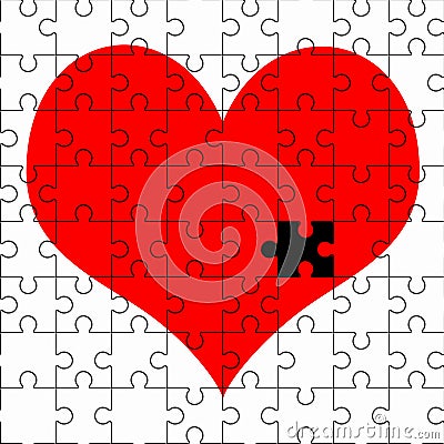 Red heart jigsaw puzzle Stock Photo