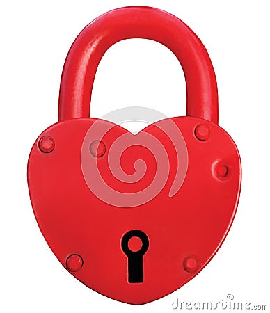 Red Heart Lock Padlock Romance Love Valentine Day Concept, Large Stock Photo