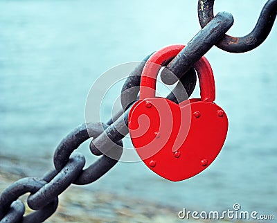 Red heart lock Stock Photo