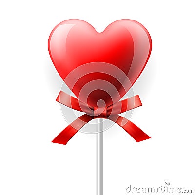 Red heart-lollipop isolated on white Vector Illustration