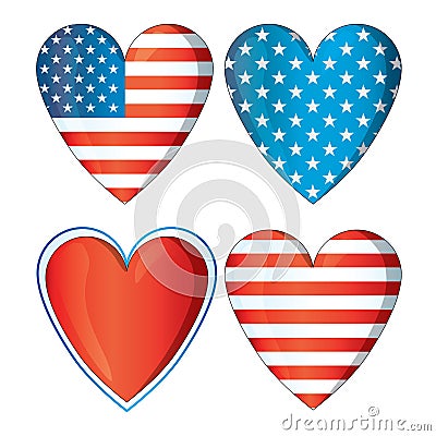 Red heart love USA flag hearts illustration 4th of July heart drawing clipart white blue filey vector eps format 4 of July jpg Vector Illustration