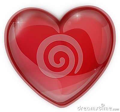 Red heart made of glass icon for a Valentine's Day Stock Photo