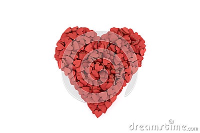 Red heart made of small hearts Stock Photo