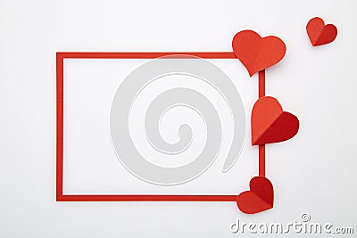 Red heart paper love of red frame Stock Photo