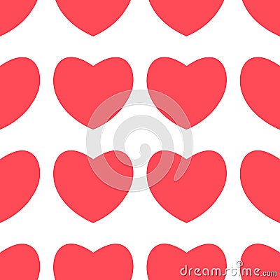 Red heart pastel design icon flat on white background. Seamless heart pattern Stock Photo