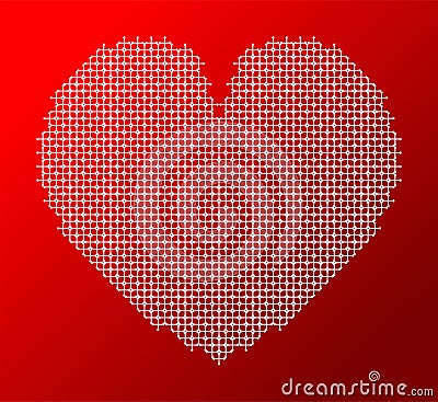 Red heart pixels icons. Vector simple logo. Vector Illustration