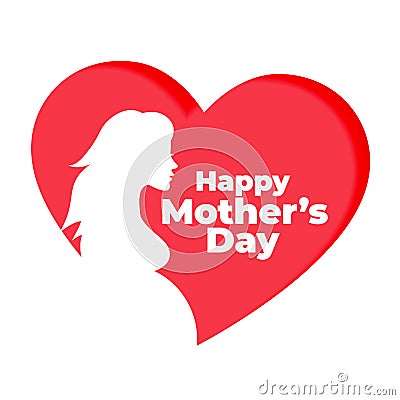 Red heart with pregnent mother silhouette background Vector Illustration