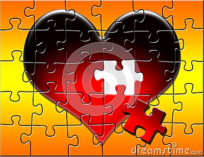 Red Heart Puzzle with Piece Missing Stock Photo