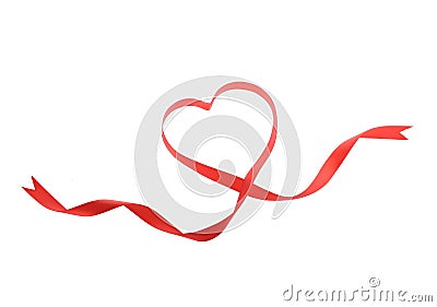 Red heart ribbon isolated Stock Photo