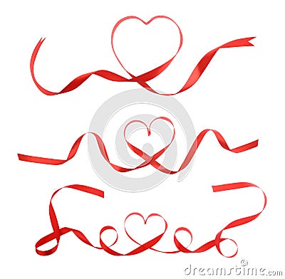 Red heart ribbon isolated Stock Photo