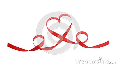 Red heart ribbon isolated Stock Photo