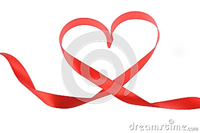 Red heart ribbon isolated Stock Photo