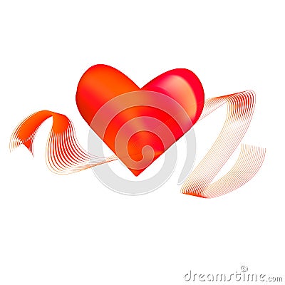 red heart with ribbon Vector Illustration
