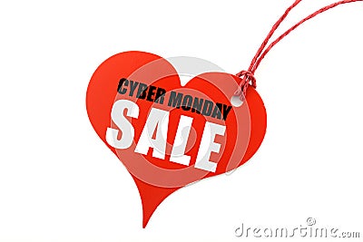 Red Heart Sales Promotion Tag Ticket Stock Photo