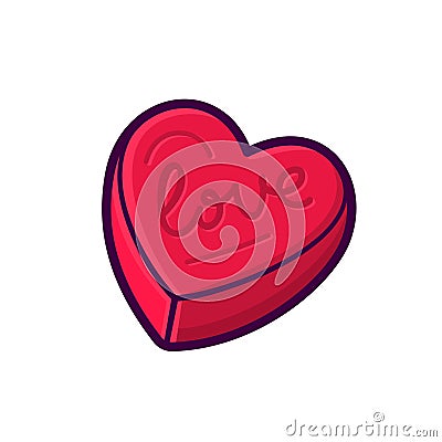 Red heart shape box vector icon isolated on white Vector Illustration