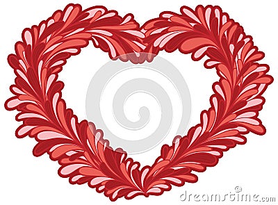 Red heart shape frame Vector Illustration
