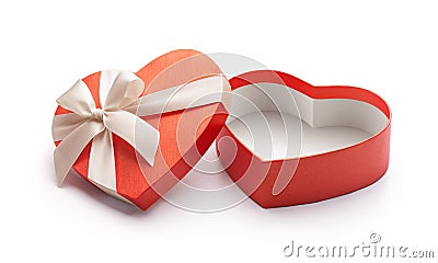 Red heart shape gift box isolated Stock Photo