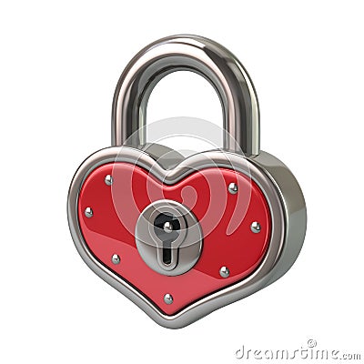 Red Heart Shape Lock Padlock Love Valentine Day Concept 3d Illustration Stock Photo
