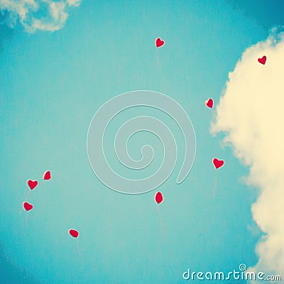 Red Heart-shaped balloons Stock Photo