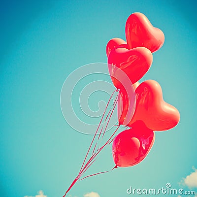 Red Heart-shaped balloons Stock Photo