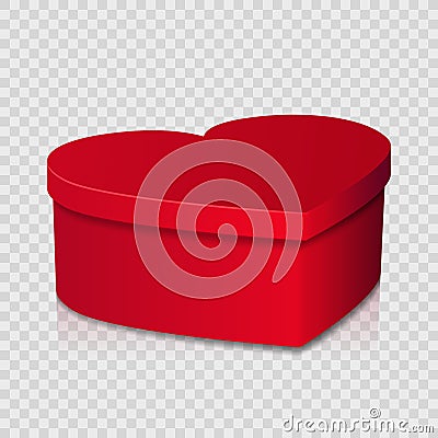 Red heart shaped gift box on simple background Vector Illustration