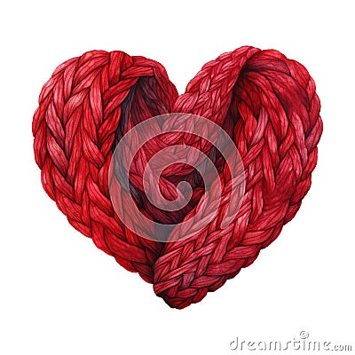 Red heart shaped wool yarn Stock Photo