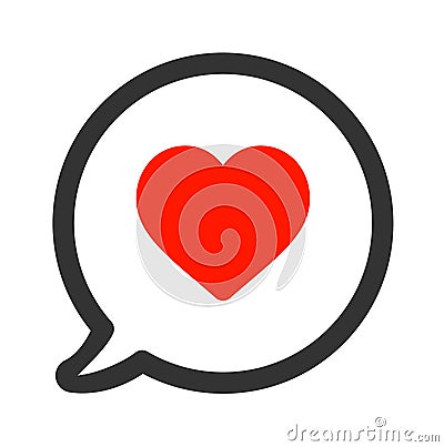 Red heart in speech bubble icon Vector Illustration