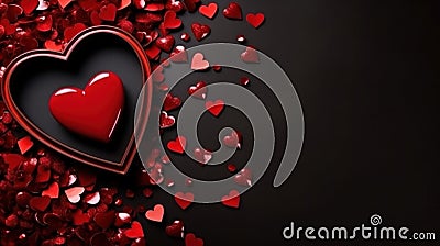 A red heart surrounded by lots of red hearts, AI Stock Photo