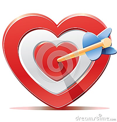 Red heart target aim with arrow Vector Illustration