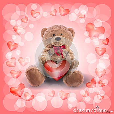 red heart and a teddy bear Stock Photo