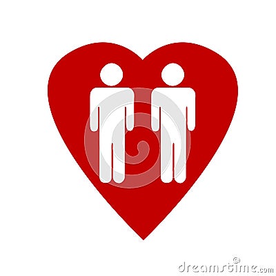 Red heart with two gay men in love with a non-traditional orientation Stock Photo